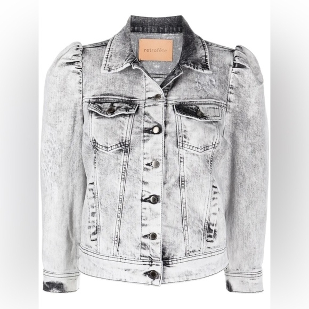 Retrofête Acid Gray Sold Out Viral Denim Jean Jacket XS Made In Italy